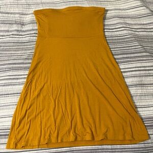 Forever 21 Yellow Strapless A-line Dress